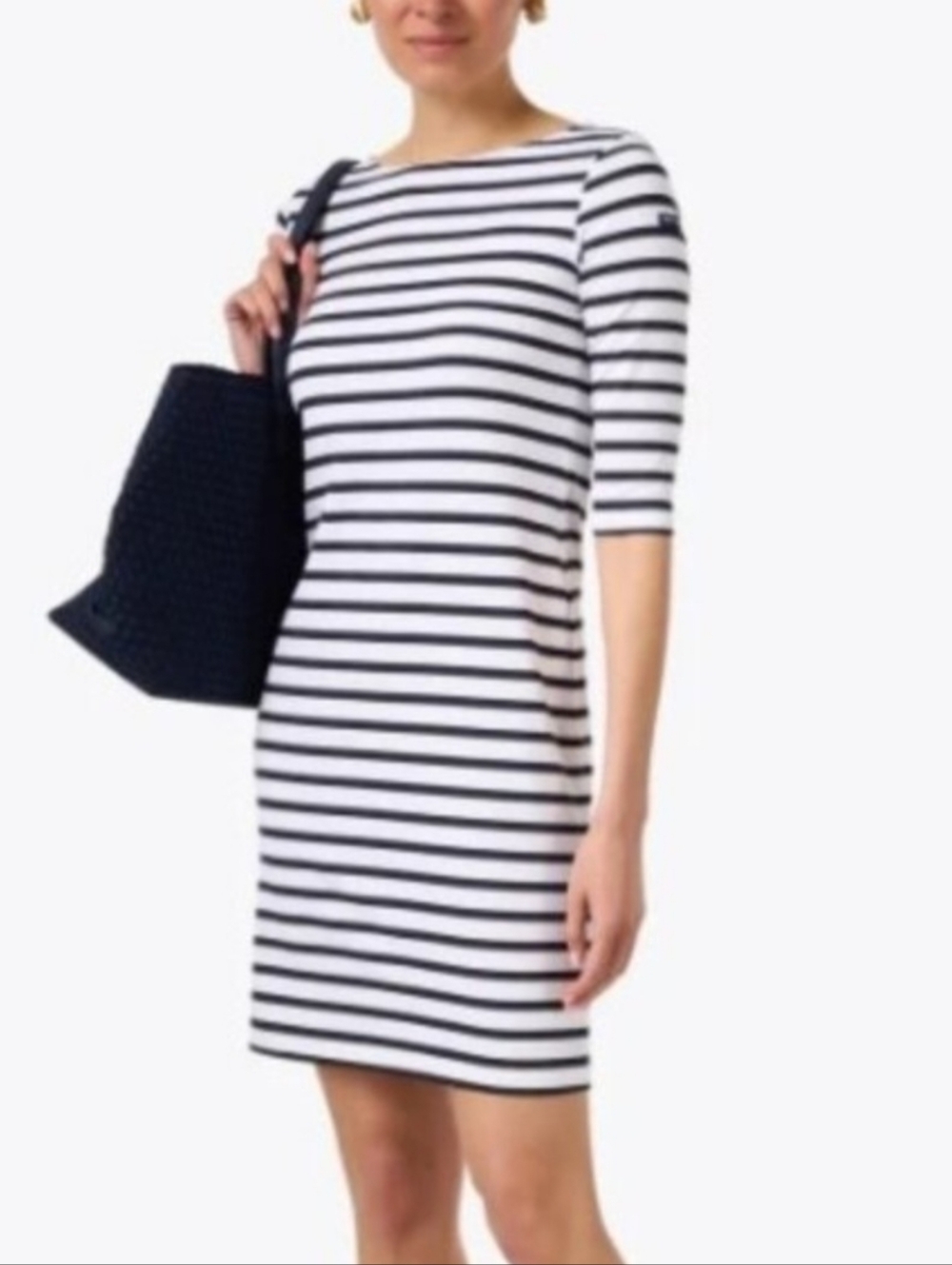 Saint James Navy and White Striped Long Sleeve Dress